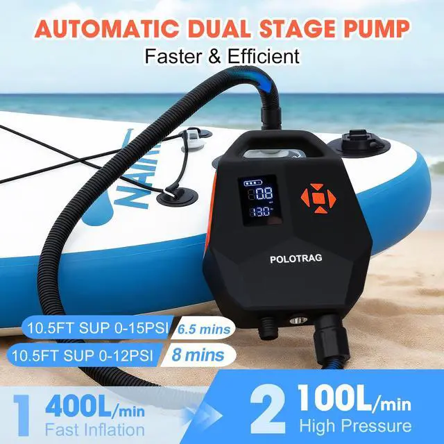 Alt view image 2 of 7 - Electric Paddle Board Pump Rechargeable, 20PSI SUP Pump 12000mAh Paddleboard Pump with Inflation & Deflation, Auto-Off, Portable Air Pump for Inflatables, Kayak and Air Mattress