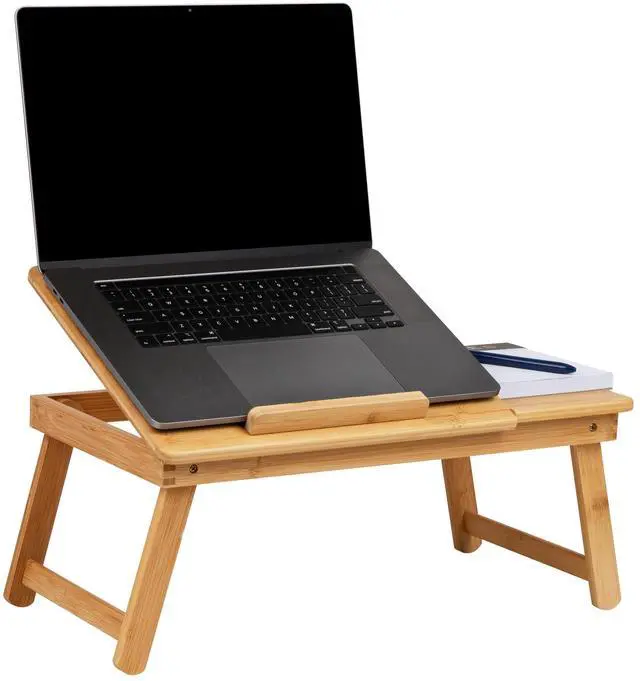 Main image of Lap Desk, Laptop Stand with Folding Legs for Bed Dorm Room and Home Office, Rayon From Bamboo, Brown