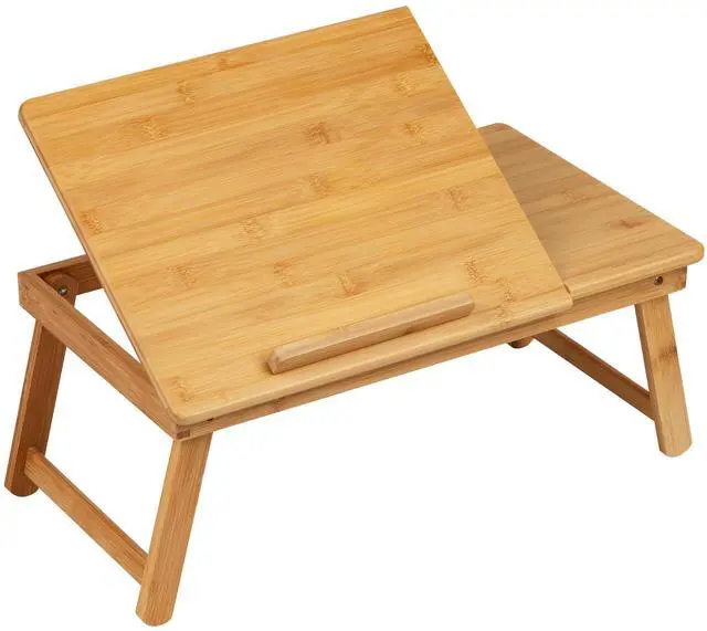 Alt view image 7 of 7 - Lap Desk, Laptop Stand with Folding Legs for Bed Dorm Room and Home Office, Rayon From Bamboo, Brown