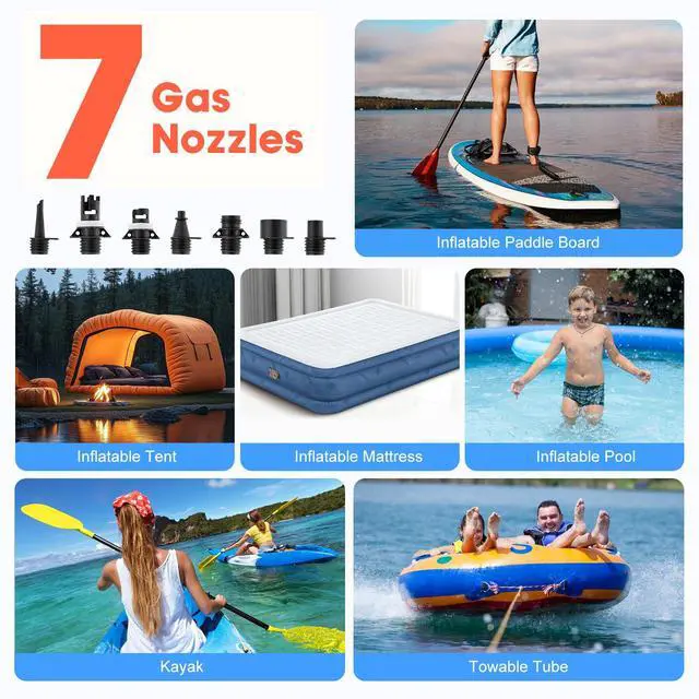 Alt view image 5 of 7 - Electric Paddle Board Pump Rechargeable, 20PSI SUP Pump 12000mAh Paddleboard Pump with Inflation & Deflation, Auto-Off, Portable Air Pump for Inflatables, Kayak and Air Mattress