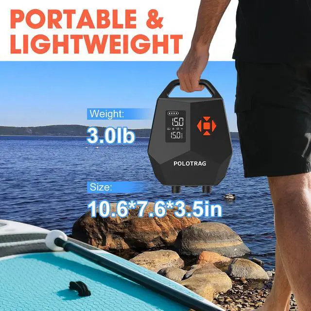 Alt view image 6 of 7 - Electric Paddle Board Pump Rechargeable, 20PSI SUP Pump 12000mAh Paddleboard Pump with Inflation & Deflation, Auto-Off, Portable Air Pump for Inflatables, Kayak and Air Mattress