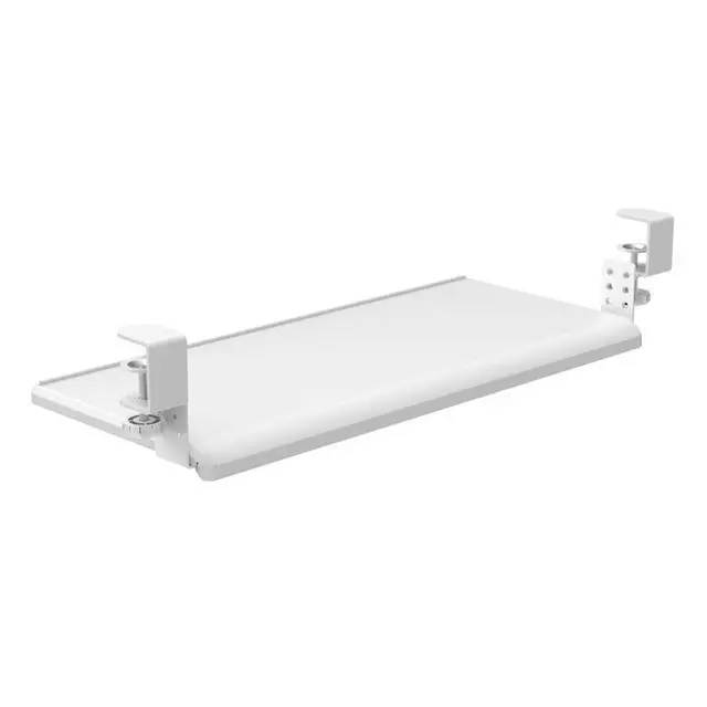 Alt view image 4 of 6 - Stand Up Desk Store Large Clamp-On Retractable Adjustable Keyboard Tray | Improve Comfort While Increasing Desk Space - for Desktops Up to 1.5" Thick (33" W x 12.25" D) (White) (Large)