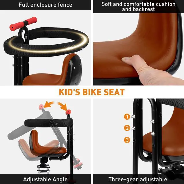 Alt view image 3 of 6 - Kid's Bike seat Front Child Carrier Bike Chair for Bicycle Kids seat for Children 2~4 Years,Weight 55 lbs