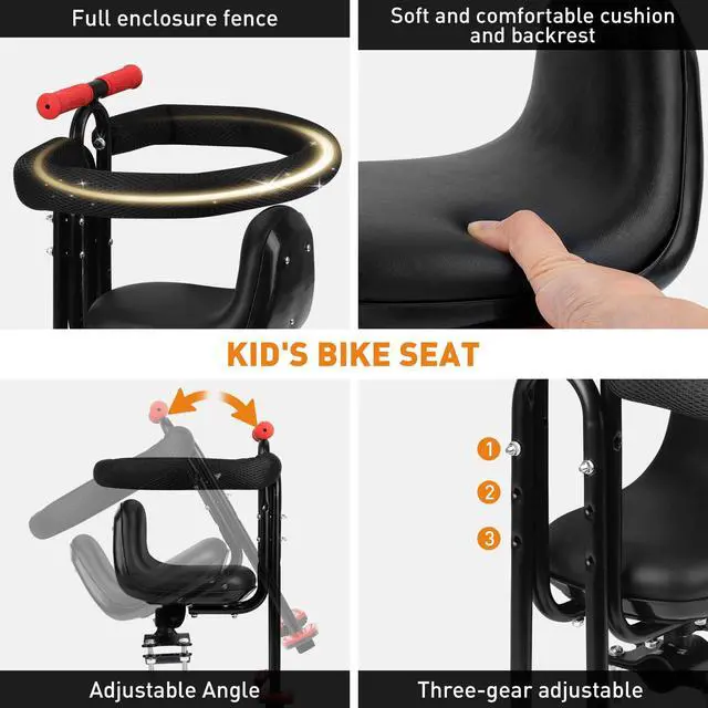 Alt view image 3 of 6 - Kid's Bike seat Front Child Carrier Bike Chair for Bicycle Kids seat for Children 2~4 Years,Weight 55 lbs