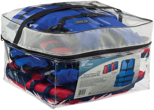 Main image of General Purpose Life Vest, Adult Universal (4-Pack),Red - Blue,30-52-Inch Chest, persons over 90-Pounds., universal