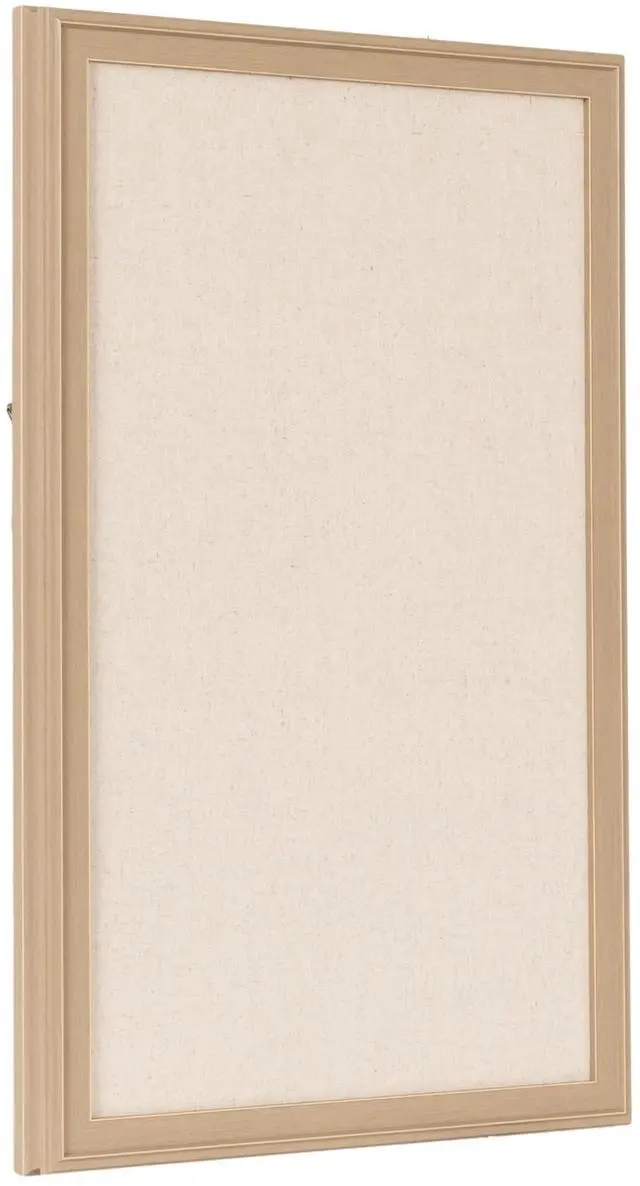 Main image of Oakhurst Rectangle Framed Linen Fabric Pinboard, 15 x 24, Light Tan, Traditional Bulletin Board with Stepped Profile for Motivational Vision Board or Wall Organization
