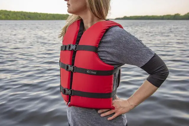 Alt view image 3 of 4 - General Purpose Life Vest, Adult Universal (4-Pack),Red - Blue,30-52-Inch Chest, persons over 90-Pounds., universal