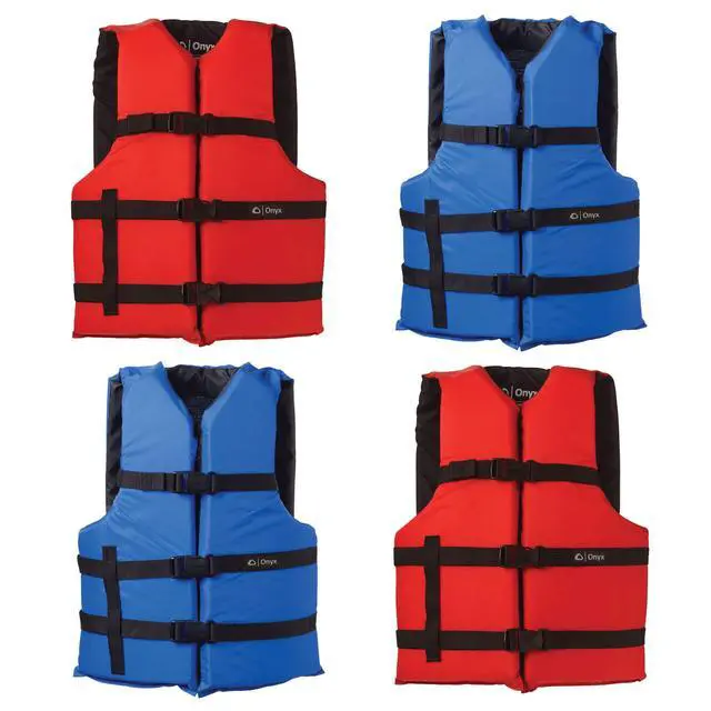 Alt view image 4 of 4 - General Purpose Life Vest, Adult Universal (4-Pack),Red - Blue,30-52-Inch Chest, persons over 90-Pounds., universal