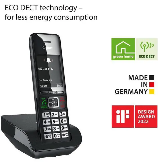 Alt view image 5 of 7 - Comfort 552 - Elegant Cordless Phone for DECT Base - Made in Germany - Hands-Free Function - Big Phone Book, Titanium-Black