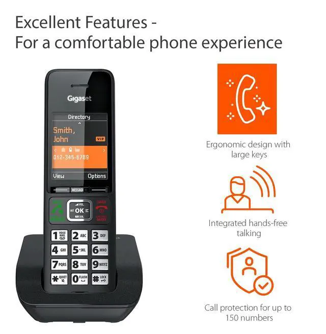 Alt view image 4 of 7 - Comfort 552 - Elegant Cordless Phone for DECT Base - Made in Germany - Hands-Free Function - Big Phone Book, Titanium-Black