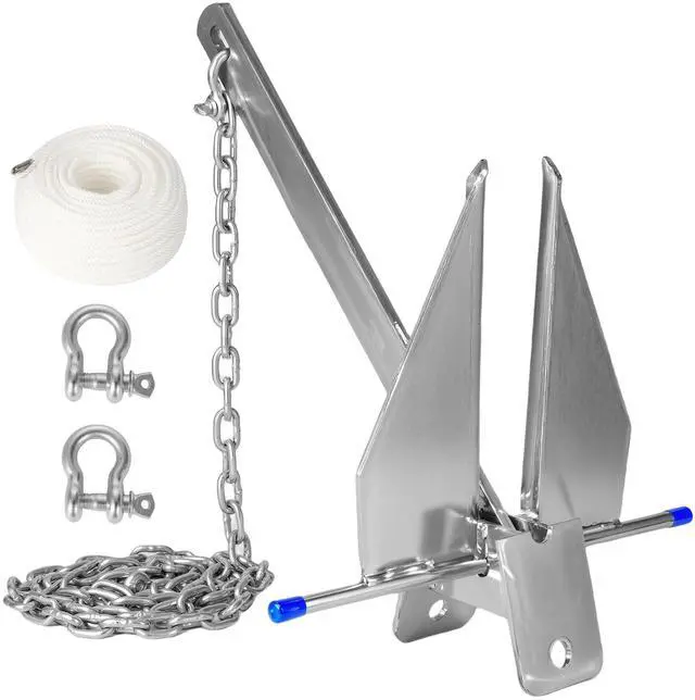 Main image of 5/8/10/13 lb Boat Anchor Kit with Chain, Rope and Shackles | Boat Anchor Kit for 8-16/12-22/16-26/20-32 ft Pontoon, Dinghy, Fishing and Bass Boats