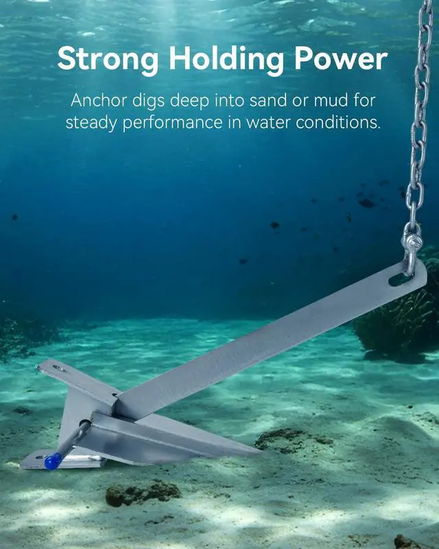 Alt view image 4 of 7 - 5/8/10/13 lb Boat Anchor Kit with Chain, Rope and Shackles | Boat Anchor Kit for 8-16/12-22/16-26/20-32 ft Pontoon, Dinghy, Fishing and Bass Boats