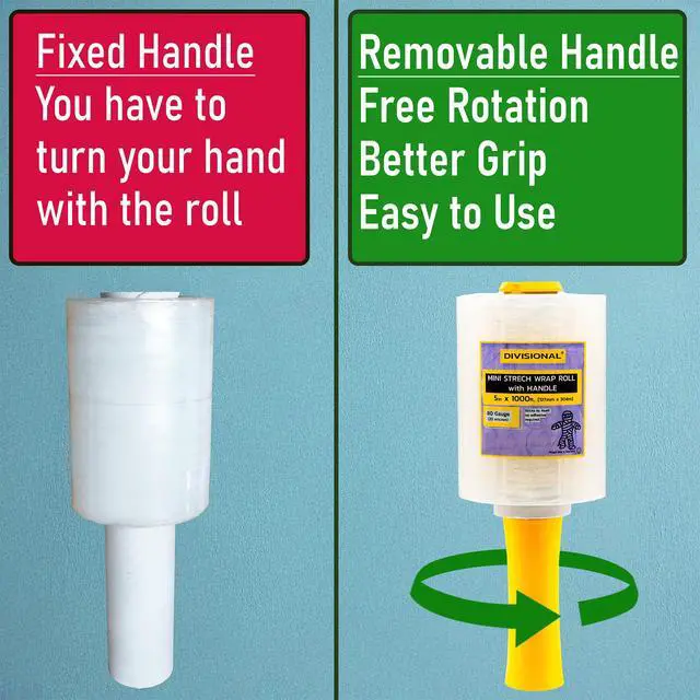 Alt view image 3 of 7 - 12-Pack Mini Stretch Wrap Roll with Handle | 5 inch x 1000ft x 12 pcs | Shrink Wrap Roll | Stretch Wrap for Moving | Plastic Wrap for Moving | Stretch Film Wrap for Moving | 5 inch Stretch Wrap