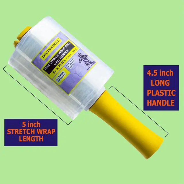 Alt view image 5 of 7 - 12-Pack Mini Stretch Wrap Roll with Handle | 5 inch x 1000ft x 12 pcs | Shrink Wrap Roll | Stretch Wrap for Moving | Plastic Wrap for Moving | Stretch Film Wrap for Moving | 5 inch Stretch Wrap