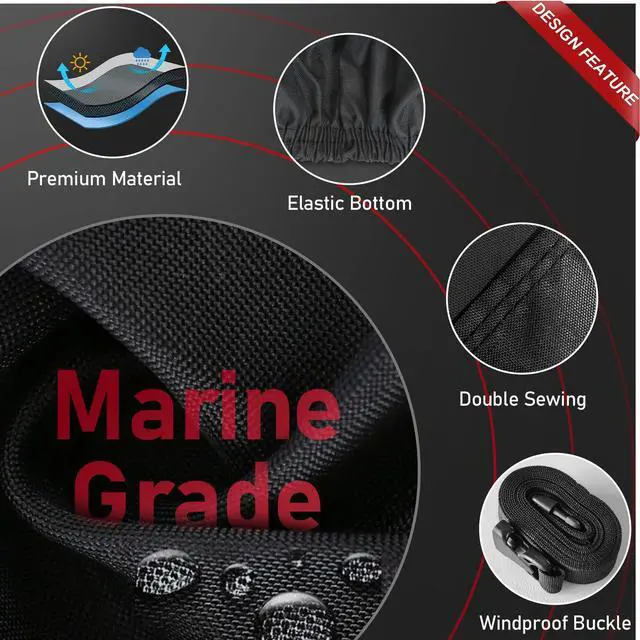 Alt view image 5 of 7 - Comnova Boat Cover 14-16 FT - Marine Grade Trailerable Boat Cover Heavy Duty & Waterproof - Fit 14 to 16ft Tri-Hull, V-Hull, Fishing Boats, Runabout, Bowrider, Fish & Ski, and Pro-Style Bass Boats