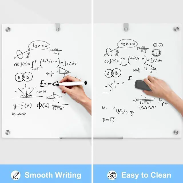Alt view image 2 of 7 - 36 x 24 Inches Glass Whiteboard, Magnetic Glass Dry Erase Board for Wall, 3' x 2' Brilliance White Board for Office, Home, School