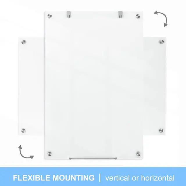 Alt view image 3 of 7 - 36 x 24 Inches Glass Whiteboard, Magnetic Glass Dry Erase Board for Wall, 3' x 2' Brilliance White Board for Office, Home, School