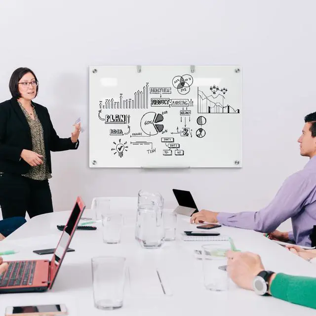 Alt view image 7 of 7 - 36 x 24 Inches Glass Whiteboard, Magnetic Glass Dry Erase Board for Wall, 3' x 2' Brilliance White Board for Office, Home, School