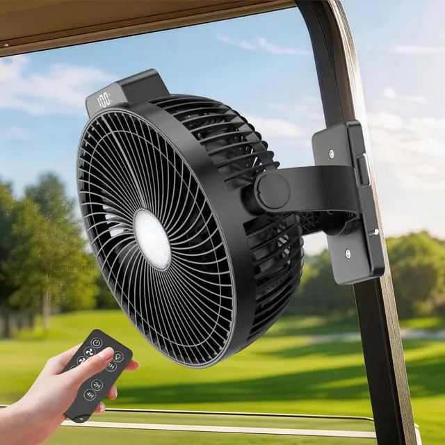 Main image of 24000mAH Magnetic Golf Cart Fan with Heavy-Duty Strap, 8-inch Battery Operated Fan with Triple-Magnet, Bright Lighting, Compatible with EZGO Club Car Yamaha, Golf Cart Accessories, Golf Gift 2026