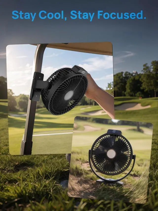 Alt view image 5 of 7 - 24000mAH Magnetic Golf Cart Fan with Heavy-Duty Strap, 8-inch Battery Operated Fan with Triple-Magnet, Bright Lighting, Compatible with EZGO Club Car Yamaha, Golf Cart Accessories, Golf Gift 2026