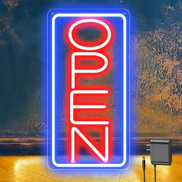Main image of 22" X 11" Led Neon Open Signs for Business, Large Open Signs, Plug In Electric Light Up with ON/OFF Switch, Ultra Bright Open Sign for Bar Salon Coffee Stores Club Hotel (Vertical)