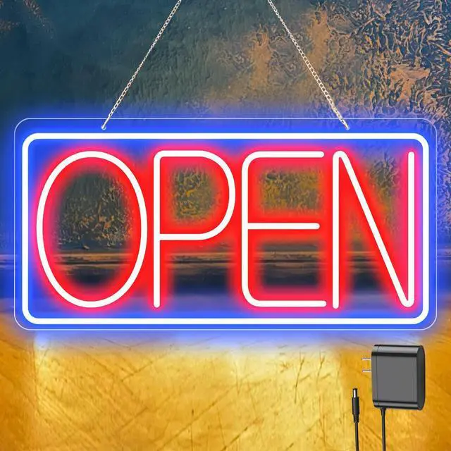Main image of 22" X 11" Led Neon Open Signs for Business, Large Open Signs, Plug In Electric Light Up with ON/OFF Switch, Ultra Bright Open Sign for Bar Salon Coffee Stores Club Hotel