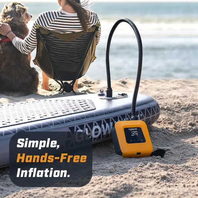 Alt view image 5 of 7 - Electric Paddle Board Pump, 20PSI Rechargeable SUP Pump | Cordless, Battery Operated, Portable, Dual Stage Inflation & Deflation, for SUP, Kayaks, Boats, Tents