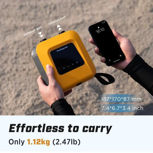 Alt view image 2 of 7 - Electric Paddle Board Pump, 20PSI Rechargeable SUP Pump | Cordless, Battery Operated, Portable, Dual Stage Inflation & Deflation, for SUP, Kayaks, Boats, Tents