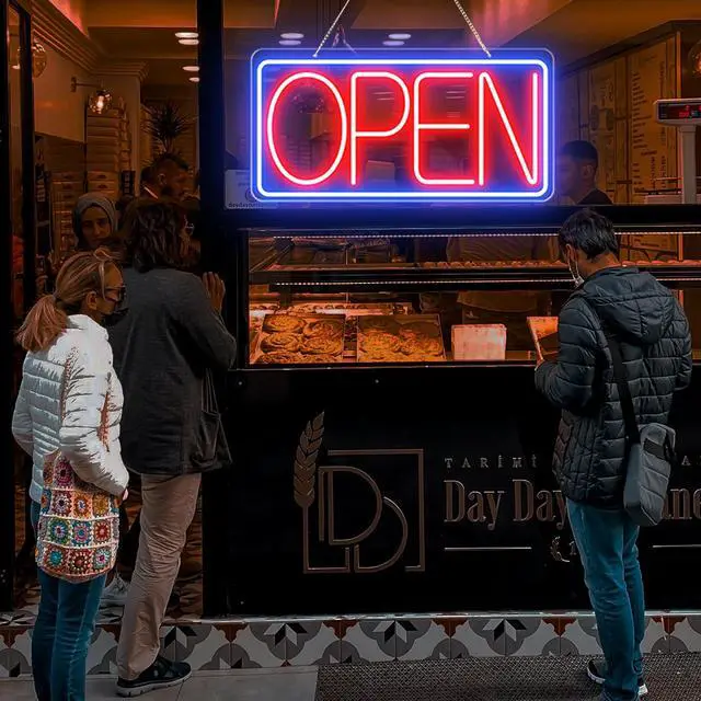 Alt view image 7 of 7 - 22" X 11" Led Neon Open Signs for Business, Large Open Signs, Plug In Electric Light Up with ON/OFF Switch, Ultra Bright Open Sign for Bar Salon Coffee Stores Club Hotel