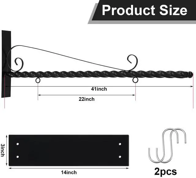 Alt view image 2 of 6 - 41" Modern Clean Simple Design Hanging Sign Bracket Mounting Arms Sign Hanger for Home Office Classroom(E)