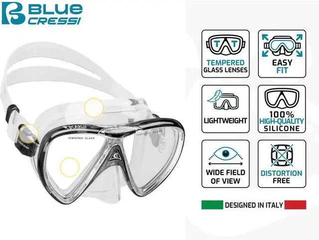 Alt view image 3 of 7 - Adult Snorkel Set (Mask, Dry Snorkel, Adjustable Fins) - Light for Travel - Ocean Set: Designed in Italy