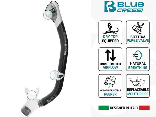 Alt view image 6 of 7 - Adult Snorkel Set (Mask, Dry Snorkel, Adjustable Fins) - Light for Travel - Ocean Set: Designed in Italy