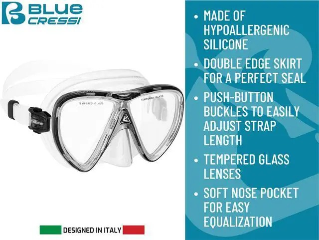 Alt view image 7 of 7 - Adult Snorkel Set (Mask, Dry Snorkel, Adjustable Fins) - Light for Travel - Ocean Set: Designed in Italy