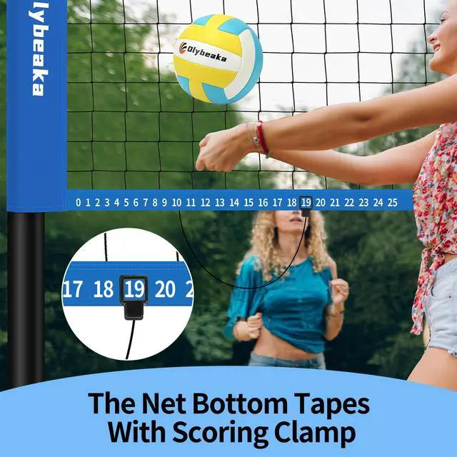 Alt view image 4 of 7 - 32ft Regulation Size Portable Outdoor Volleyball Net Set System for Backyard Beach with Height Adjustable Poles, PU Volleyball and Pump, Carry Bag, Boundary Line - Easy Set Up & Anti-Sagging