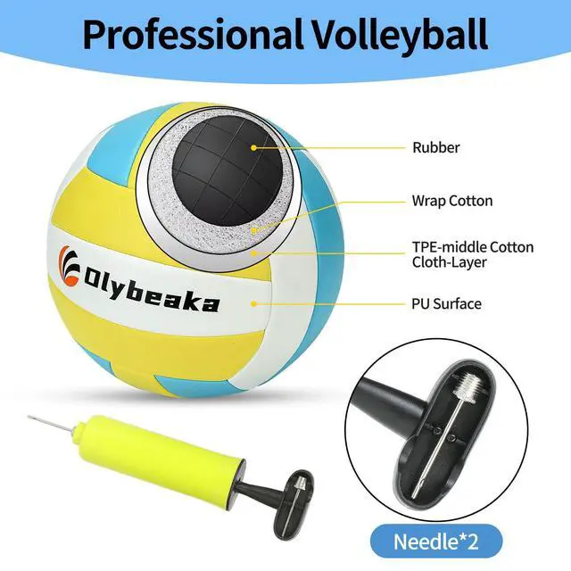 Alt view image 7 of 7 - 32ft Regulation Size Portable Outdoor Volleyball Net Set System for Backyard Beach with Height Adjustable Poles, PU Volleyball and Pump, Carry Bag, Boundary Line - Easy Set Up & Anti-Sagging