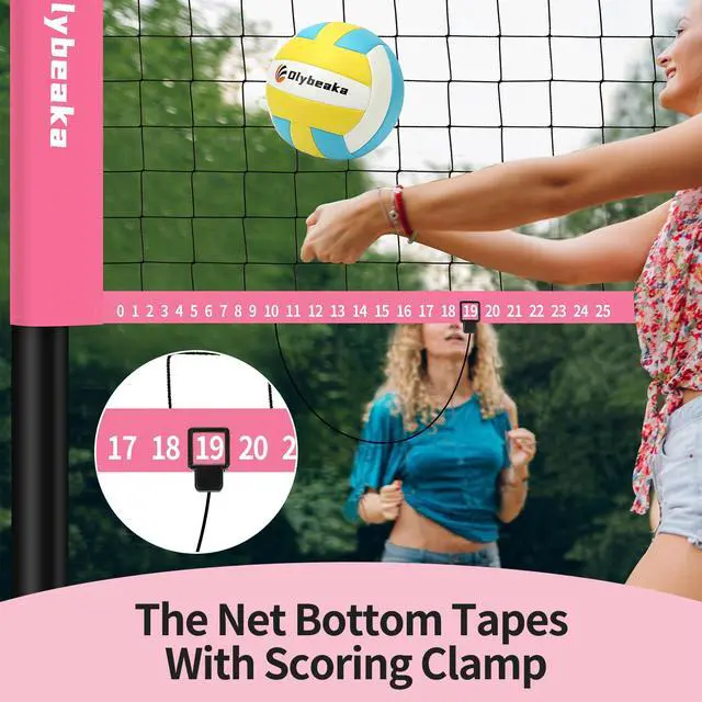 Alt view image 3 of 7 - 32ft Regulation Size Portable Outdoor Volleyball Net Set System for Backyard Beach with Height Adjustable Poles, PU Volleyball and Pump, Carry Bag, Boundary Line - Easy Set Up & Anti-Sagging