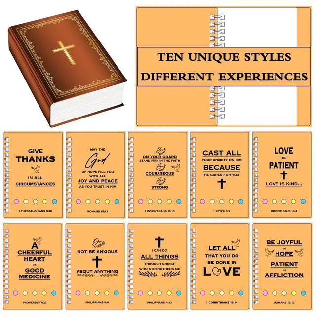 Alt view image 2 of 7 - 50 Sets Christian Notebooks Bulk Prayer Journals Inspirational Christian Gifts Bible Notebook with Bible Verse Pens for Women Men Church Members Bible Study Groups & Church Families