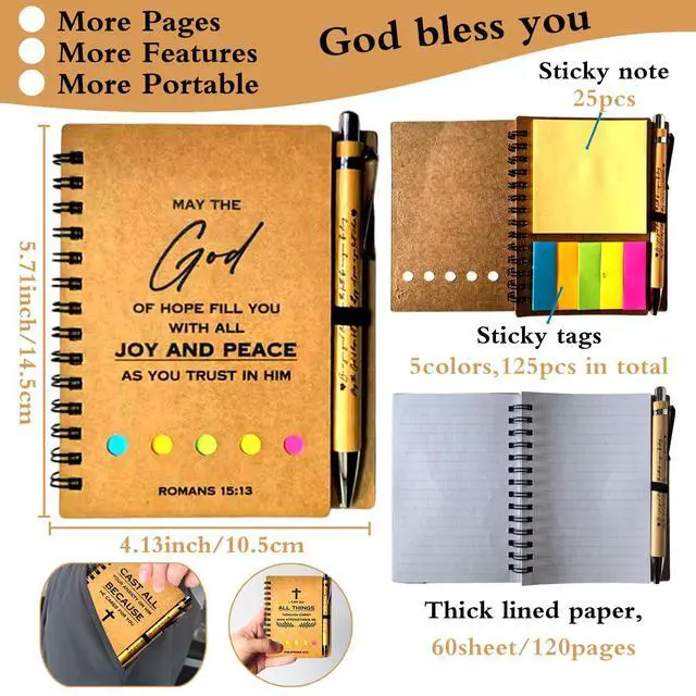 Alt view image 3 of 7 - 50 Sets Christian Notebooks Bulk Prayer Journals Inspirational Christian Gifts Bible Notebook with Bible Verse Pens for Women Men Church Members Bible Study Groups & Church Families