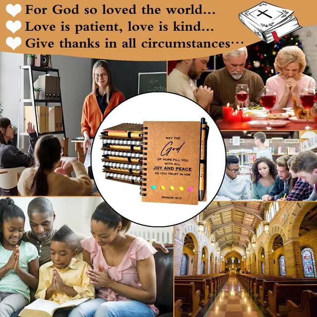 Alt view image 6 of 7 - 50 Sets Christian Notebooks Bulk Prayer Journals Inspirational Christian Gifts Bible Notebook with Bible Verse Pens for Women Men Church Members Bible Study Groups & Church Families