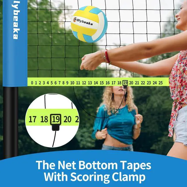 Alt view image 3 of 7 - 32ft Regulation Size Portable Outdoor Volleyball Net Set System for Backyard Beach with Height Adjustable Poles, PU Volleyball and Pump, Carry Bag, Boundary Line - Easy Set Up & Anti-Sagging