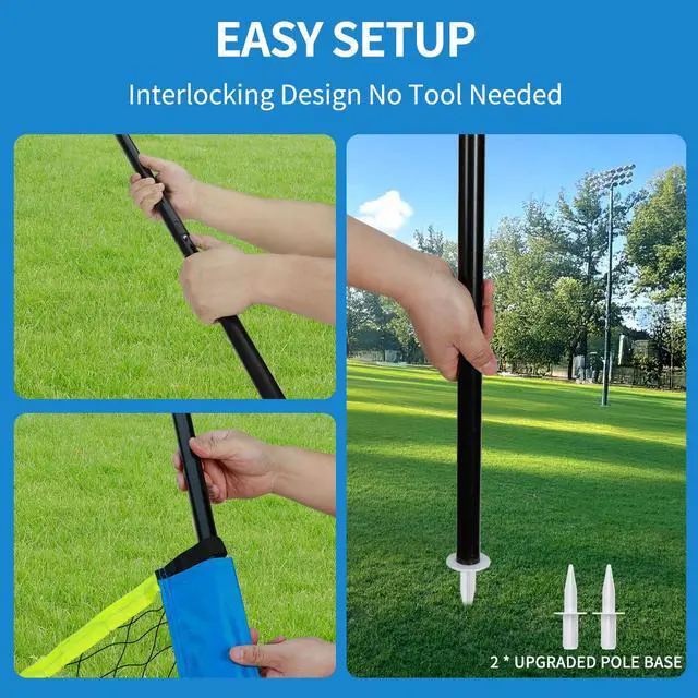Alt view image 7 of 7 - 32ft Regulation Size Portable Outdoor Volleyball Net Set System for Backyard Beach with Height Adjustable Poles, PU Volleyball and Pump, Carry Bag, Boundary Line - Easy Set Up & Anti-Sagging