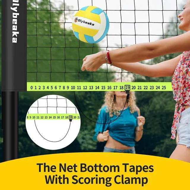 Alt view image 3 of 7 - 32ft Regulation Size Portable Outdoor Volleyball Net Set System for Backyard Beach with Height Adjustable Poles, PU Volleyball and Pump, Carry Bag, Boundary Line - Easy Set Up & Anti-Sagging