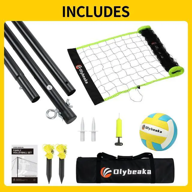Alt view image 7 of 7 - 32ft Regulation Size Portable Outdoor Volleyball Net Set System for Backyard Beach with Height Adjustable Poles, PU Volleyball and Pump, Carry Bag, Boundary Line - Easy Set Up & Anti-Sagging