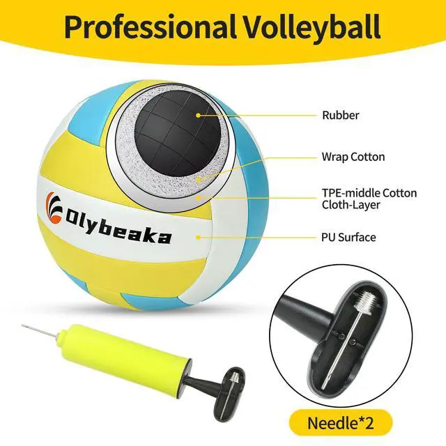 Alt view image 5 of 7 - 32ft Regulation Size Portable Outdoor Volleyball Net Set System for Backyard Beach with Height Adjustable Poles, PU Volleyball and Pump, Carry Bag, Boundary Line - Easy Set Up & Anti-Sagging