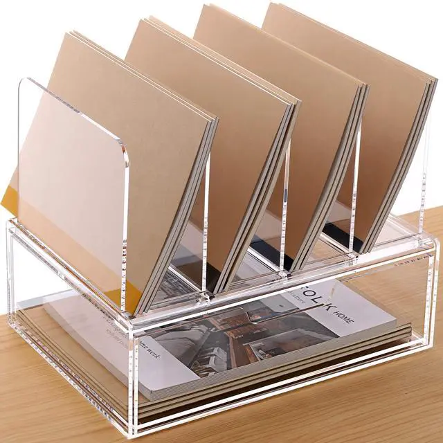 Main image of Desk Organizers and Accessories, Acrylic Desk Organizer with Drawer, Office Supplies Organization Storage, Clear Acrylic File Organizer for Desk - 1 Pack