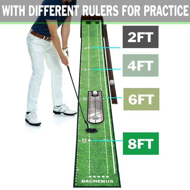 Alt view image 3 of 7 - Putting Green Indoor Mat Outdoor Golf Putting Mat with Automatic Ball Return - Ideal for Home, Office, and Outdoor Use