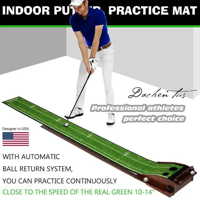Alt view image 4 of 7 - Putting Green Indoor Mat Outdoor Golf Putting Mat with Automatic Ball Return - Ideal for Home, Office, and Outdoor Use