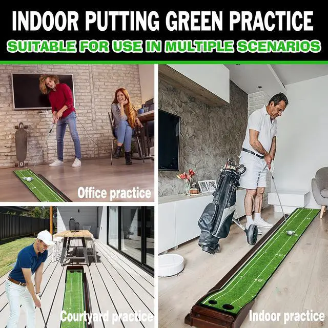 Alt view image 6 of 7 - Putting Green Indoor Mat Outdoor Golf Putting Mat with Automatic Ball Return - Ideal for Home, Office, and Outdoor Use