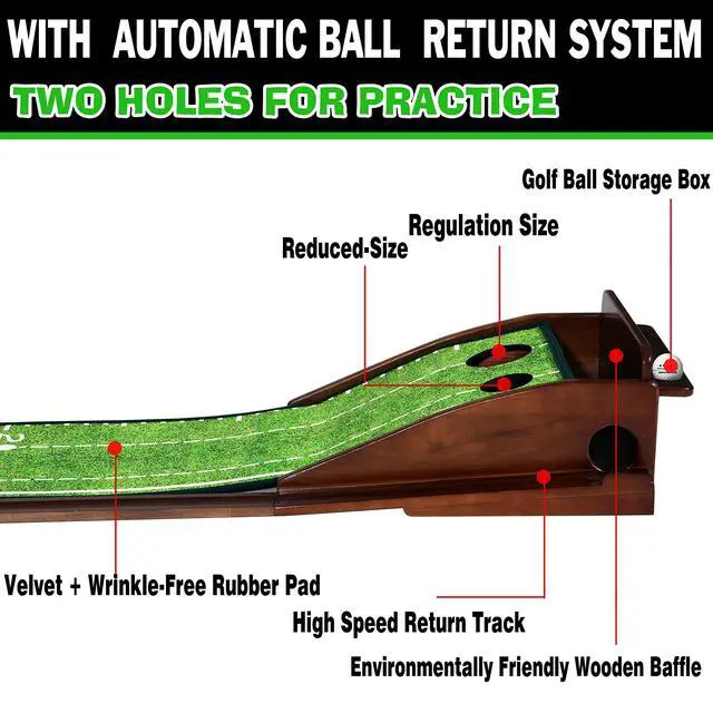 Alt view image 5 of 7 - Putting Green Indoor Mat Outdoor Golf Putting Mat with Automatic Ball Return - Ideal for Home, Office, and Outdoor Use
