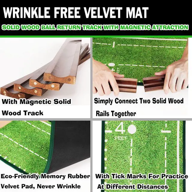 Alt view image 7 of 7 - Putting Green Indoor Mat Outdoor Golf Putting Mat with Automatic Ball Return - Ideal for Home, Office, and Outdoor Use